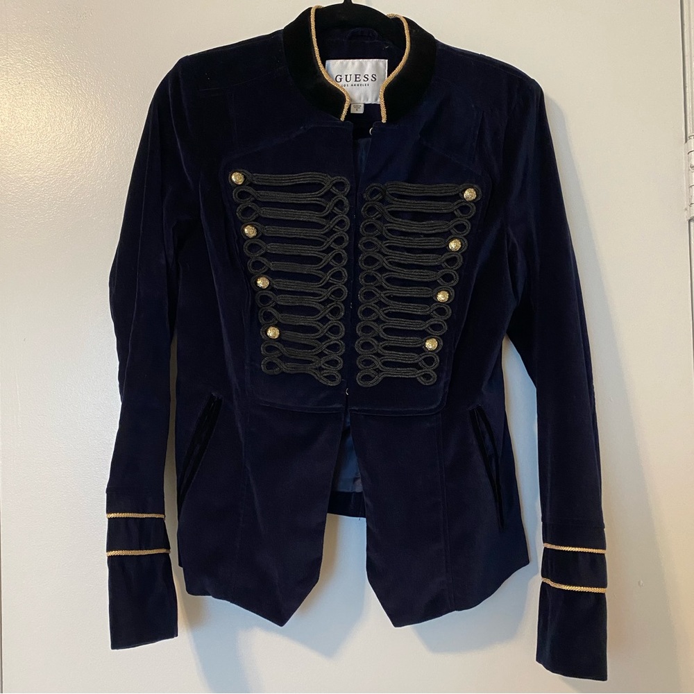 GUESS military-esque navy blue jacket with gold detailing